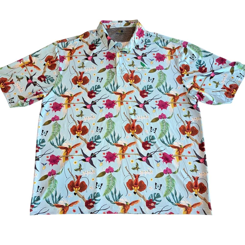 Golf Sidekick Waddaplaya Men Golf Shirt 3XL Birds Of Paradise Floral AOP XXXL